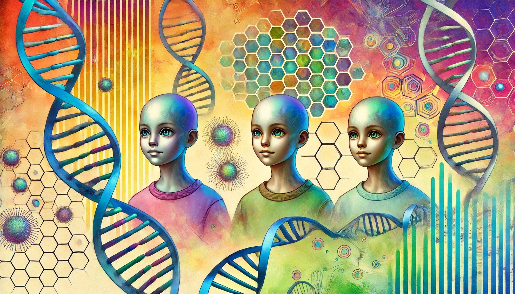 Three starseed children with DNA helixes
